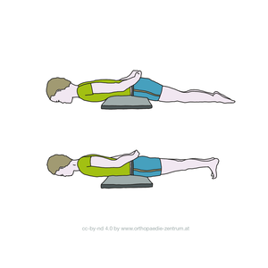 Gymnastikübung Lendenwirbelsäule 8: Körperspannung und -streckung. Stabilisierung der Rückenmuskulatur.