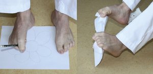 Orthopädiezentrum Wien - Übung Kinderfüße - Fuß Zeichnungen und Papier zerreissen © by Orthopädisches Klinikum Zicksee
