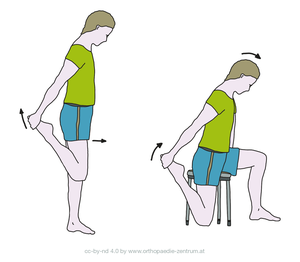 Gymnastikübung Dehnung vorderer Oberschenkel (Quadriceps)