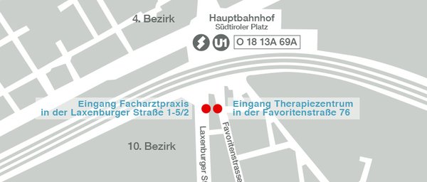 Anreise- und Beschreibungsplan Orthopädie-Zentrum Wien